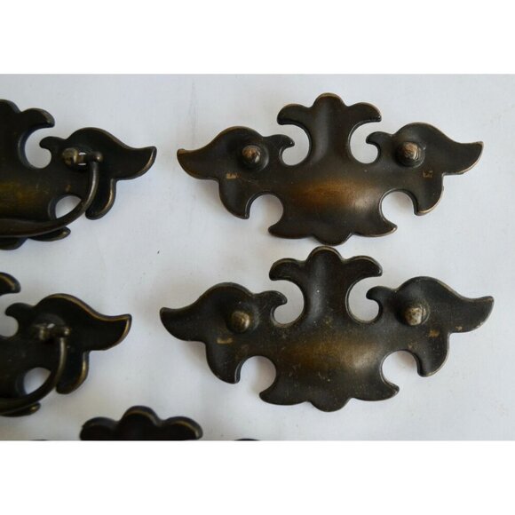 Lot of 5 Brass Bat Wing Drawer Pull Handles Chippendale Bail Pull 3" - Picture 3 of 6